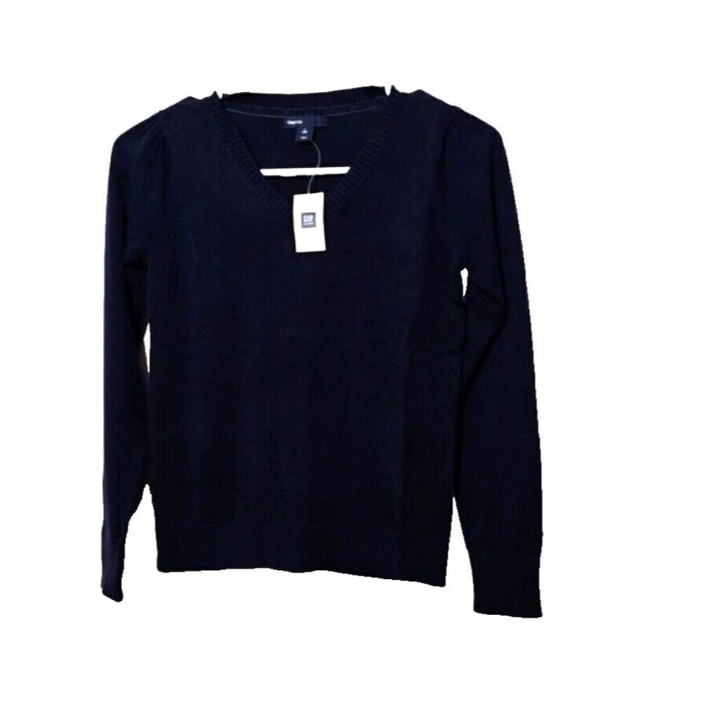 Gap Kids Girls Sweater Sz 10 Long Sleeve Black Preppy Classic V-Neck Breathable